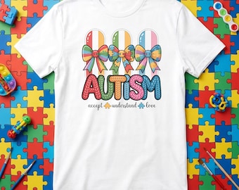 Autism PNG Bundle - 5 Colorful Puzzle Letter Designs | Autism Awareness Sublimation Digital Download