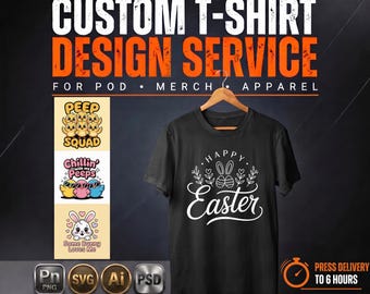 Custom T-Shirt Design Service, POD Merch Apparel, Fast Delivery (6 Hours)