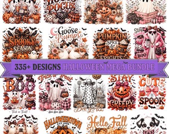 Halloween PNG Bundle 345 Designs, Cute Ghost Pumpkin Sublimation, Spooky Season Fall Clipart, Vintage Boo Crew Shirt Design-Digital Download
