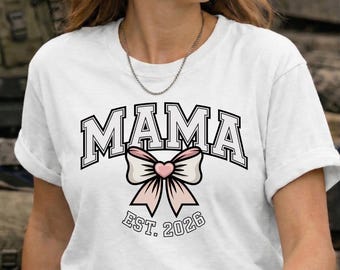 Mama EST 2026 Floral Pregnancy Announcement PNG Design (Digital Download)