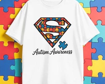 Autism Awareness PNG - Superhero Puzzle Shield Design | Autism Sublimation Digital Download