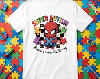 Super Autism PNG Bundle - Spiderman Puzzle Superhero Design Because Normal is Boring Sublimation Digital Download