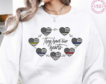 First Responder Military Support PNG Bundle – Patriotic Hearts Appreciation (Digital Download)