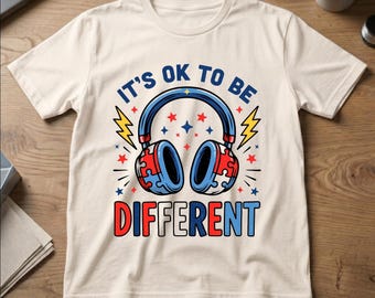 It's OK to Be Different PNG | Puzzle Headphones Design | 4th of July PNG