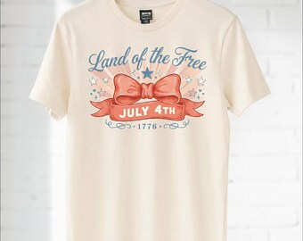 Land of the Free PNG | Pink Bow Design | 4th of July PNG