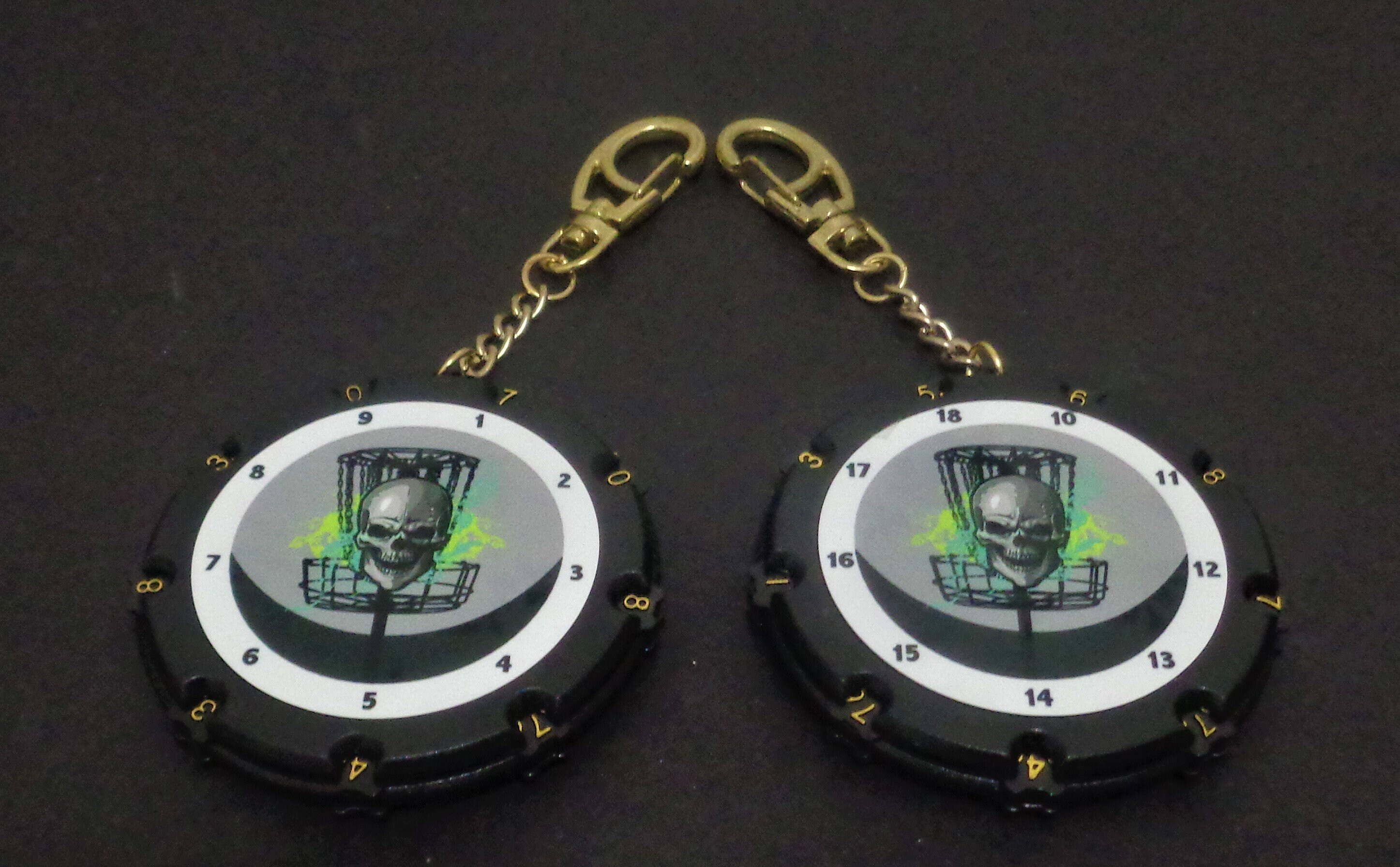 New 1 Disc Golf Scorekeeper Bag Tag. Very Unique. Basket & Skull. Etsy