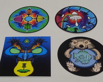 New 4 Disc Golf Art Stickers.  4"  Very High Quality Vinyl