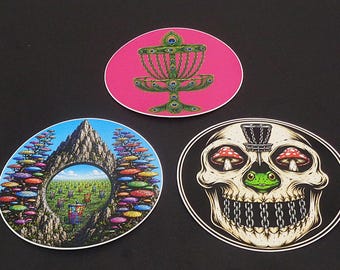 Nouveaux autocollants d'art 3 disques de golf. 4".