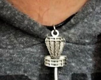 New Disc Golf Basket Necklace.  1.5". 18" Silver Chain.