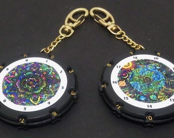 Nuevas etiquetas para bolsa de golf de 1 disco. Exclusivas. Dos mandalas.