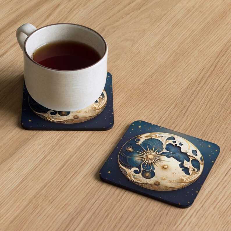 Moon Coaster Celestial Sun and Moon Coaster: Cosmic Home Decor Stargazers Dreamers ...