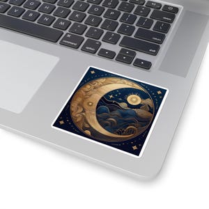 Moon Sticker Celestial Design Waterproof Vinyl Mystic Aesthetic Laptop Notebook Boho Decor Moon Lover Gift