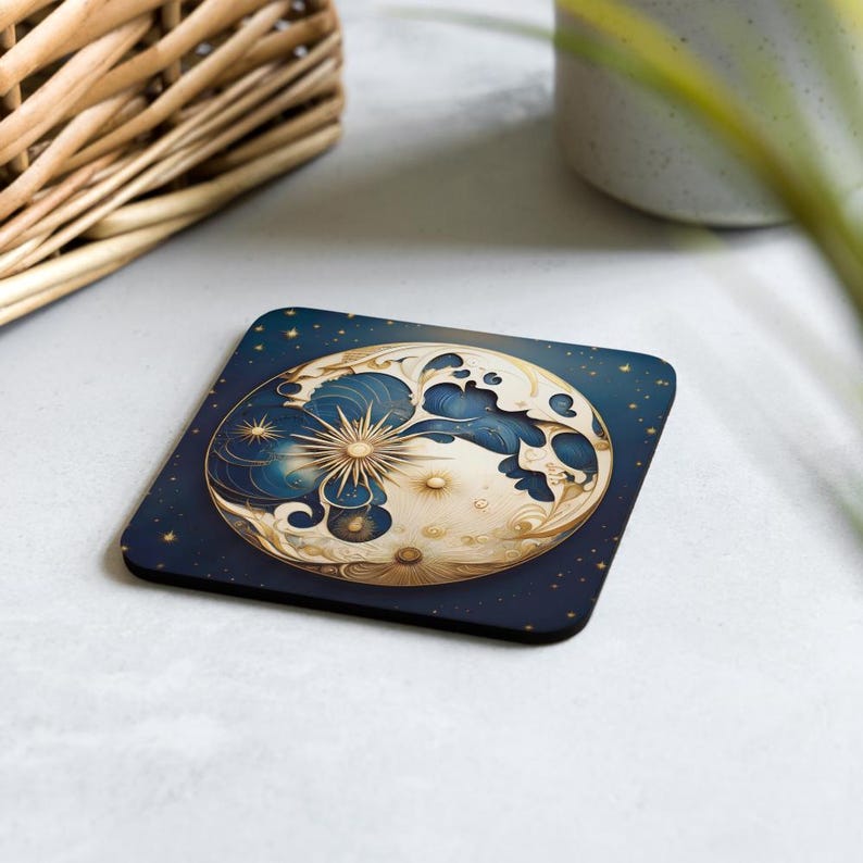 Moon Coaster Celestial Sun and Moon Coaster: Cosmic Home Decor Stargazers Dreamers ...
