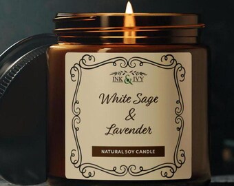 Sojakaars met witte salie en lavendel: natuurlijk cadeau voor aromatherapie