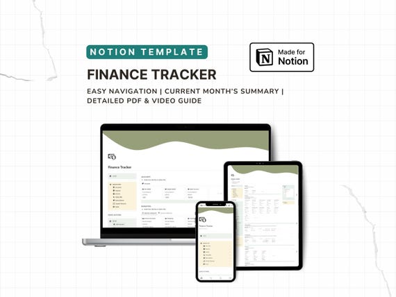 Finance Tracker Notion Template: Budget, Expenses, & Money Management