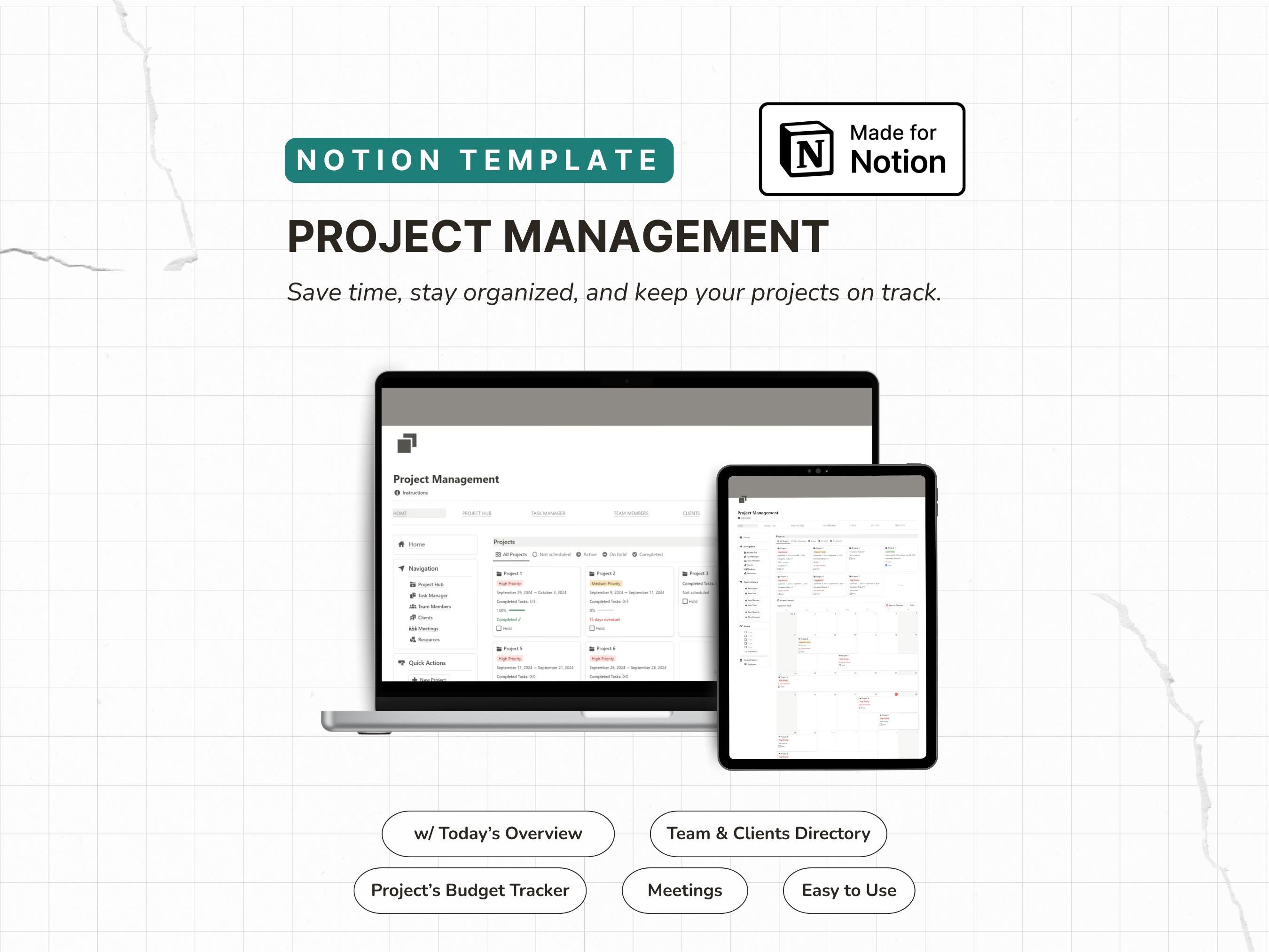 Project Management Notion Template for Team, With Client Directory ...