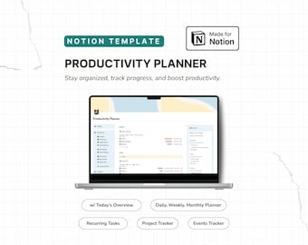 Produktionsplaner Notion Vorlage, Projekte, Aufgaben und Ereignisse Tracker, Tages-, Wochen- und Monatsplaner
