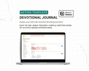 Sjabloon devotional journal notion, tracker voor lezen van de bijbel, digitaal geloofsdagboek, SOAP-bijbelstudie