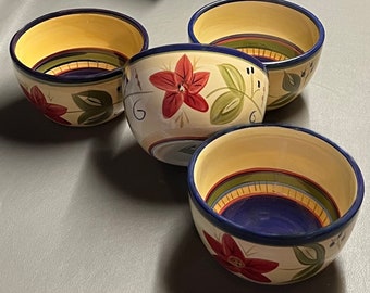 4 - 6 in HD Simone Ceramic Hand Painted Bowls - Very Good Condition - Used - Brighten your table with these colorful bowls.