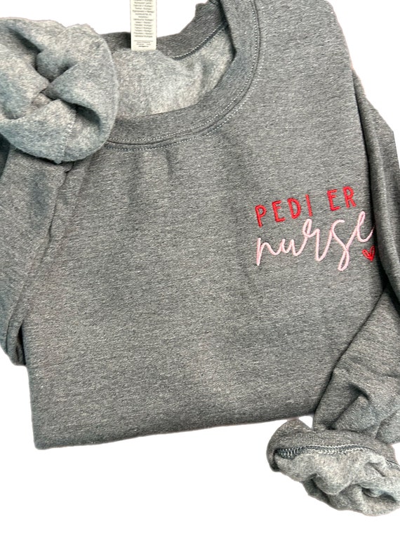 Pediatric ER Nurse Embroidered Sweatshirt, Emergency Room Nurse Custom Sweater, Emergency Room Nurse, ER Nurse, ER gift, Nurse Sweatshirt