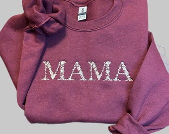 Sudadera con bordado floral MAMA, sudadera con flores MAMA