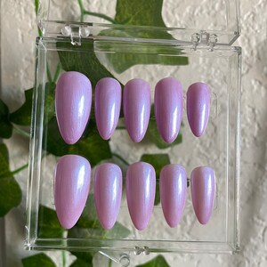 Pink Purple Pearlescent Fairy Press On Nails/Shimmer Fancy Nails/Princess Nails/Elegant Nails/Wedding Nails/Simple Press On Nails