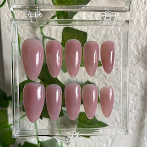 Rose Pink Jelly Press On Nails/Rose Fancy Nails/Princess Nails/Elegant Nails/Wedding Nails/Simple Press On Nails