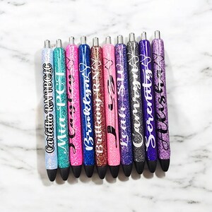 personalizable glitter pens, customizable glitter pens