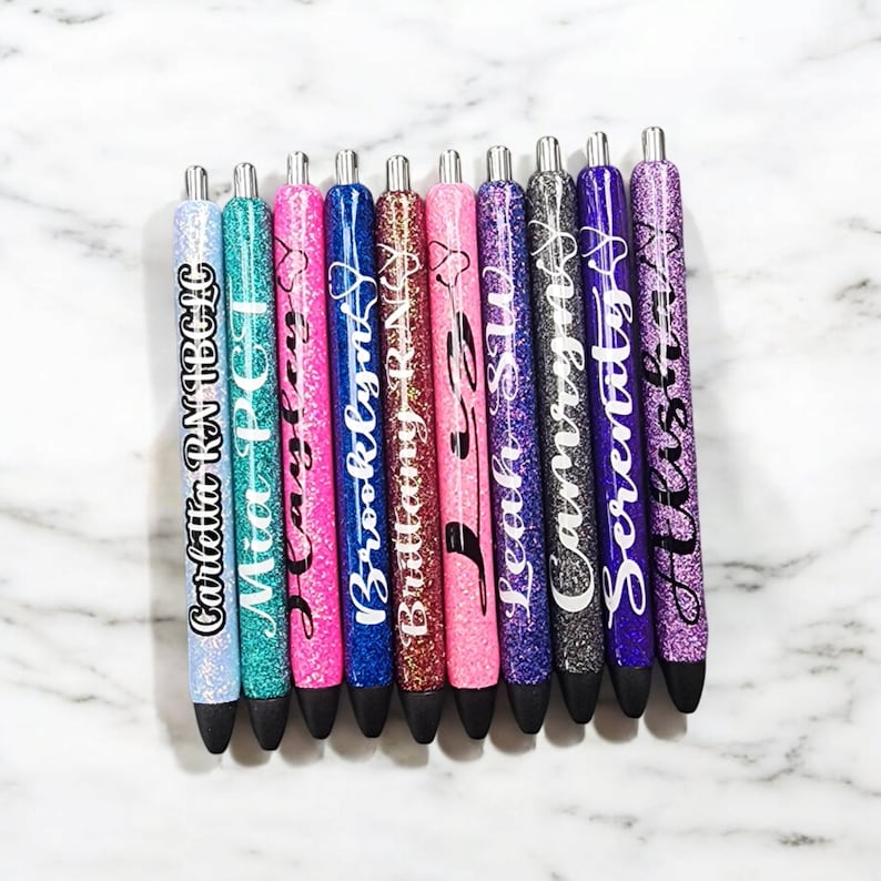 personalizable glitter pens, customizable glitter pens