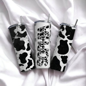 Cow Print Tumbler – 20 oz Insulated Stainless Steel with Custom Name