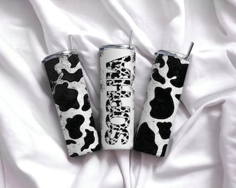 Cow Print Tumbler – 20 oz Insulated Stainless Steel with Custom Name