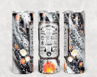 Camping Life Insulated Tumbler, 20 oz Stainless Steel Travel Mug