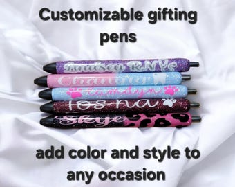 Personalized Glitter Gel Pen – Custom Name Sparkle InkJoy Refillable (Birthday, Teacher Gift) gift for her