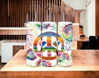 Colorful peace hippie tumbler