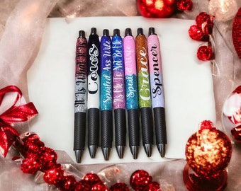 Custom glitter pens, pen with clip, great gifts for any occasion, coworkers will love these, best pen