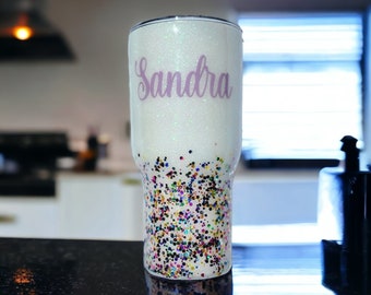 Confetti glitter tumbler, custom epoxy tumbler, personalized gifts for Christmas