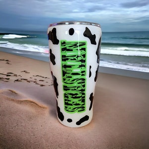 Personalized cow print tumbler