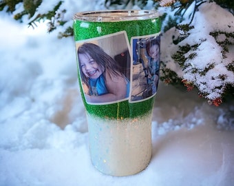 Custom Photo Glitter Tumbler: Personalized Stainless Steel Travel Mug