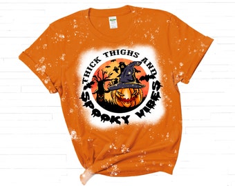 Thick Thighs Spooky Vibes Shirt – Halloween Graphic Tee, Funny Fall T-Shirt Unisex