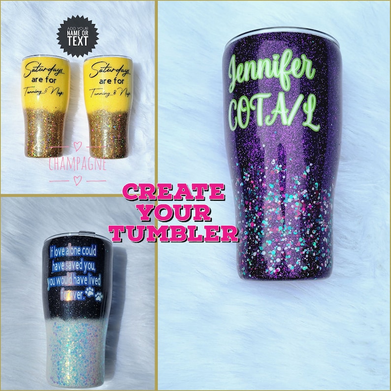 custom glitter tumblers