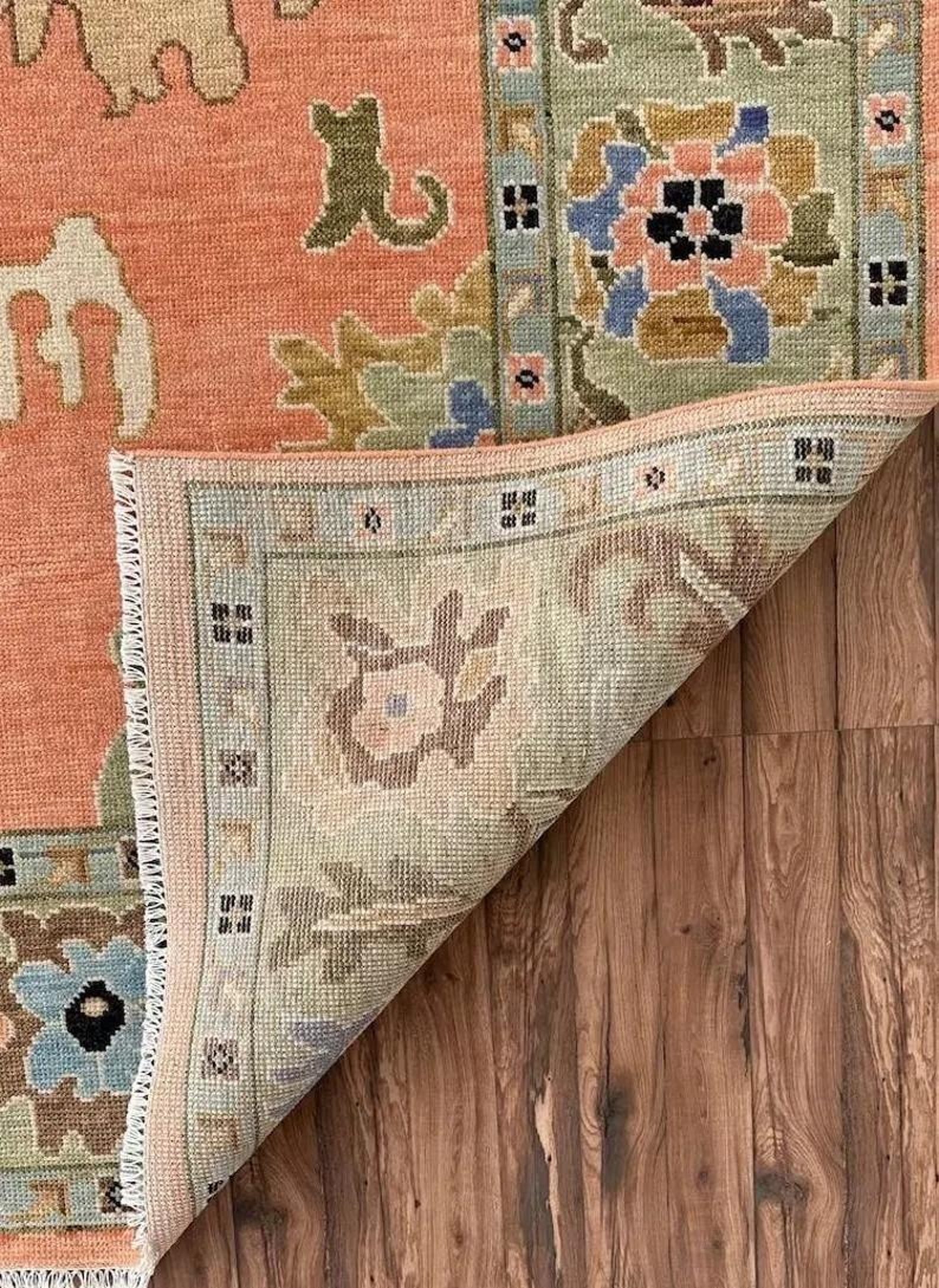 Rug With Flowers, Peach Color Rug, Sustainable Rug, Turkish Vintage Rug ...