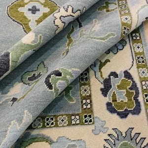 Classical Modern Oushak Rug,10X14 Unique Gray And Beige Rug 100 % Woolen Rug 8X10 Hand-knotted Antique Area Rug for Living Room, Dining room