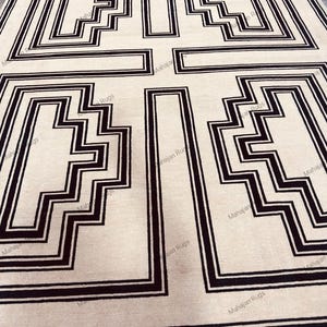 Modern Pastel Beige And Black Accent Oushak Rug in Hand Knotted Wool Rug for Living Room Rug 8×10 Area Rug 9x12,10x14 Rug.