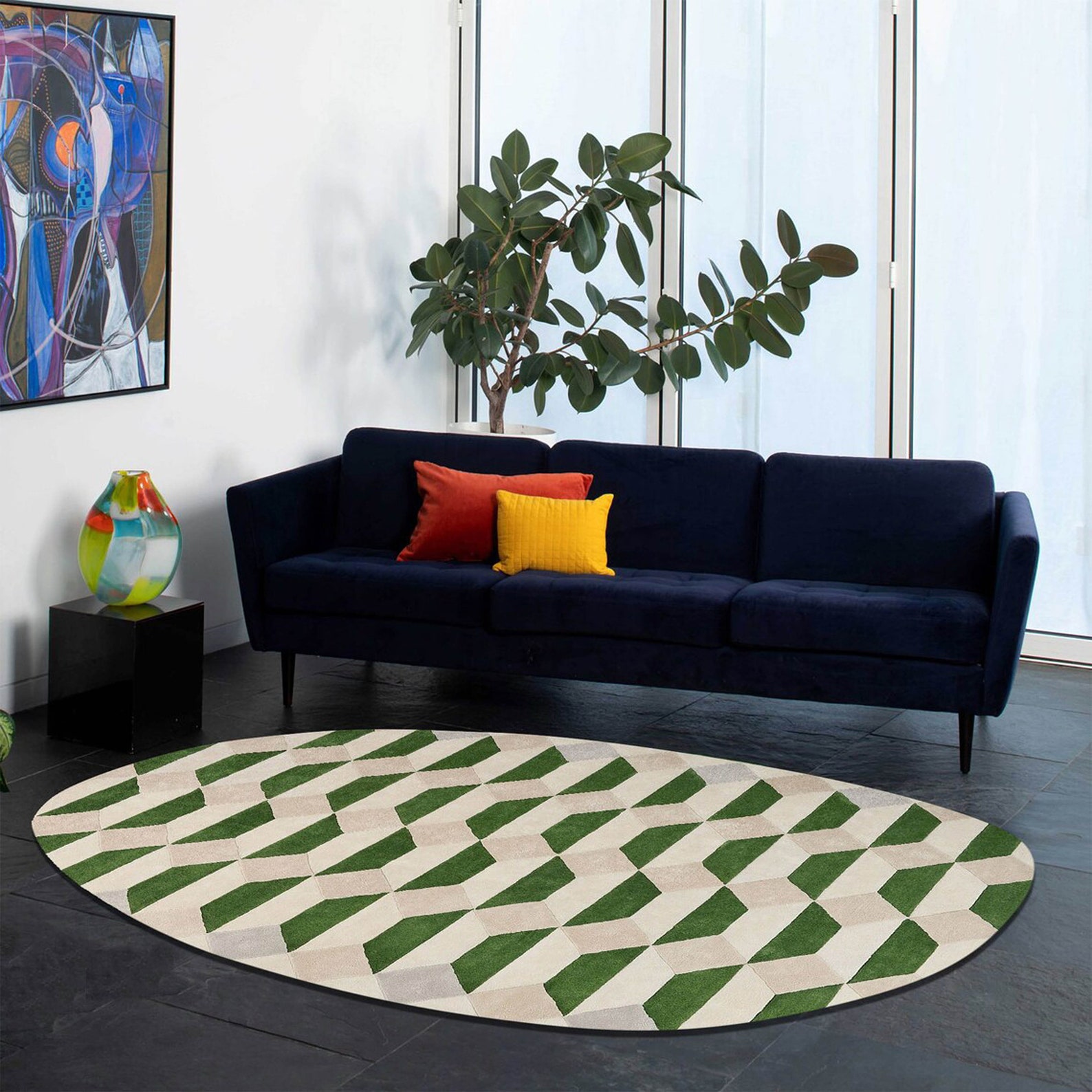 Simple Rug Oval 6x9 Hand Tufted Oval Shaped Rug Modern Oval Large Area Rug Pure 100% ...