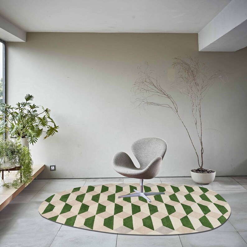 6x9 Hand Tufted Oval Shaped Rug Modern Oval Large Area Rug Pure 100% ...