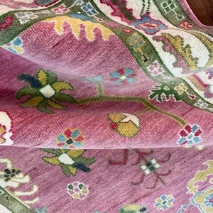 Luxurious Handknotted 8x10 Wool Pink Oushak Rug - Handmade Oversized Modern Living Room Area Décor Large Area Rug for Sale