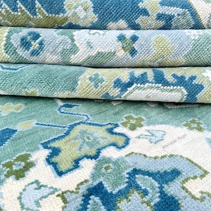 Hand-Knotted Wool Oushak Rug: Verdant Moss Green, Multiple Sizes