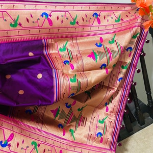 Pure Silk Banarasi Paithani Saree image 4