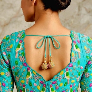 Stone Studded Zardosi Blouse, Gold Thread Work, Ready to Wear