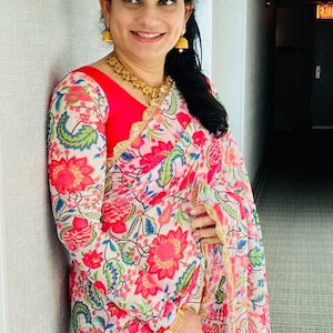 Fancy georgett saree with ready to wear designer blouse